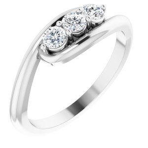 14K White Gold 1/4 CTW Natural Diamond Three-Stone Bypass Ring