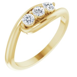 14K Yellow Gold 1/4 CTW Natural Diamond Three-Stone Bypass Ring