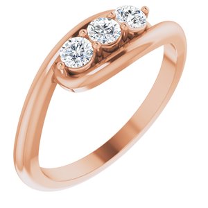 14K Rose Gold 1/4 CTW Natural Diamond Three-Stone Bypass Ring