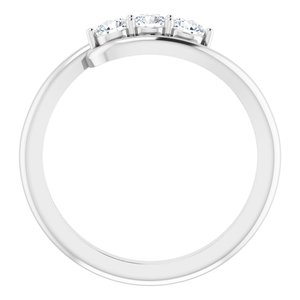 Sterling Silver 1/4 CTW Natural Diamond Three-Stone Bypass Ring
