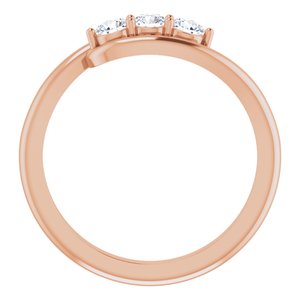 14K Rose Gold 1/4 CTW Natural Diamond Three-Stone Bypass Ring