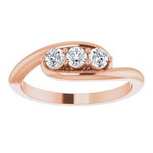 14K Rose Gold 1/4 CTW Natural Diamond Three-Stone Bypass Ring