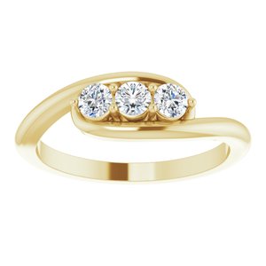 14K Yellow Gold 1/4 CTW Natural Diamond Three-Stone Bypass Ring