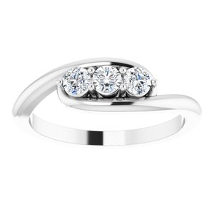 14K White Gold 1/4 CTW Natural Diamond Three-Stone Bypass Ring