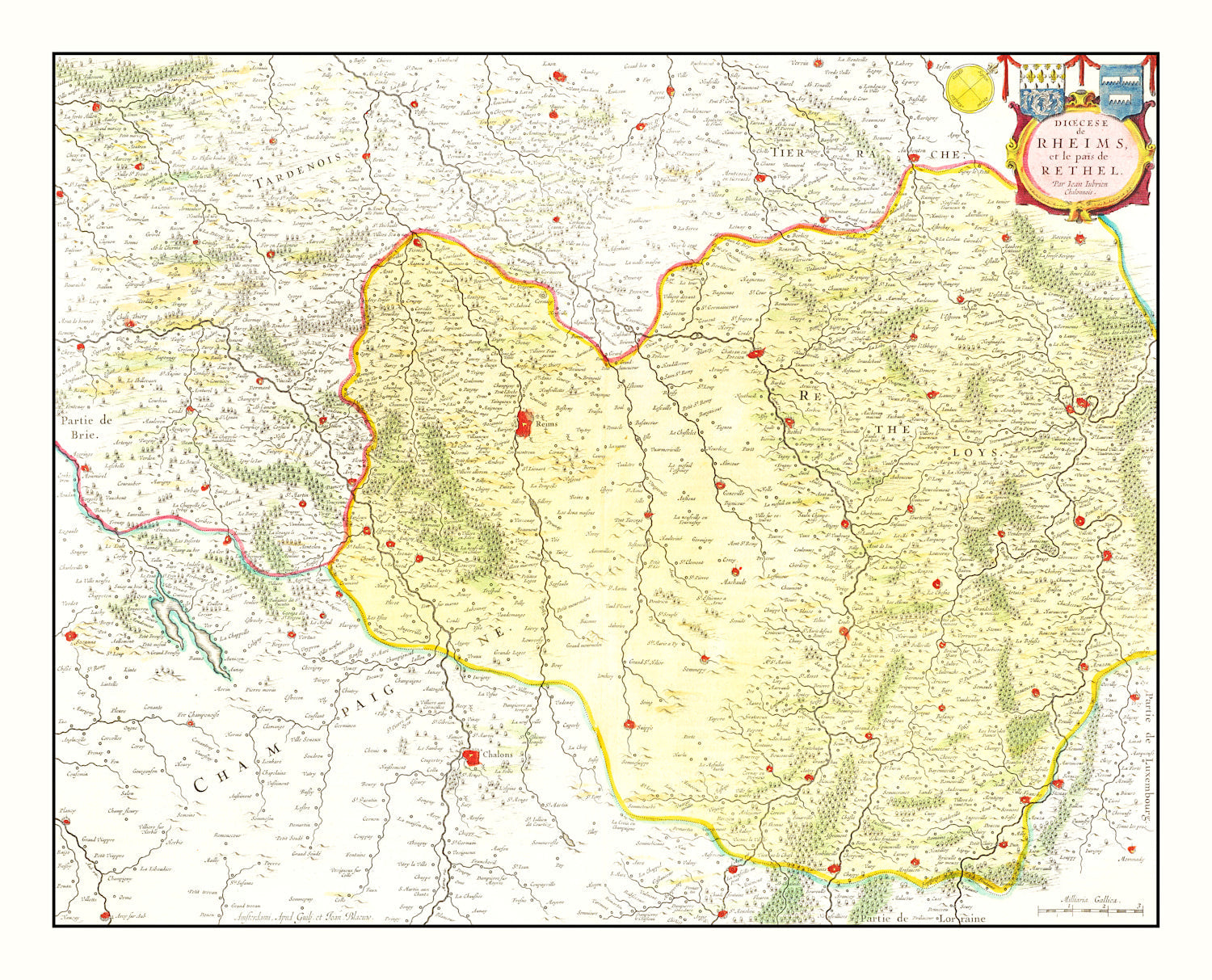 Vintage Map of Champagne Region of France, 1665