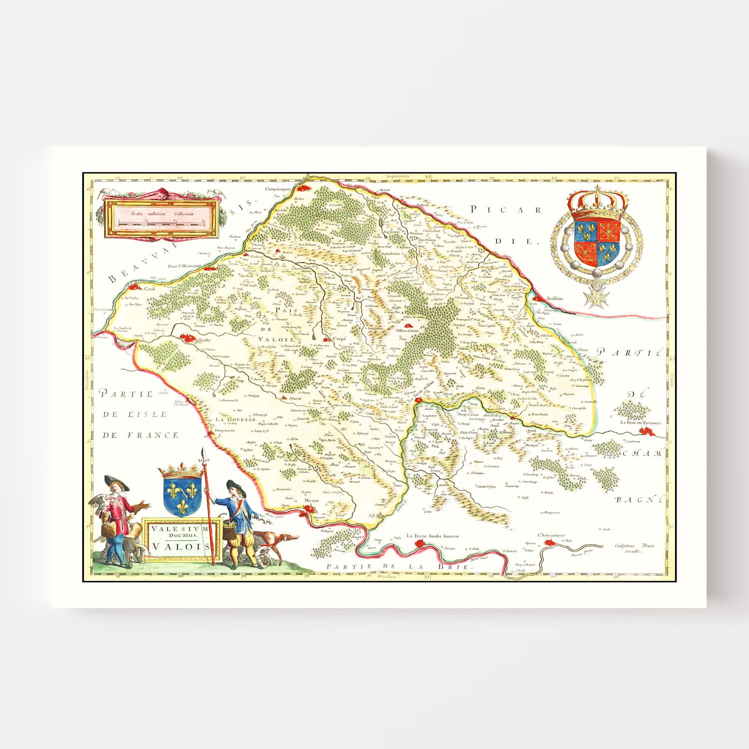 Vintage Map of Valois, France 1665