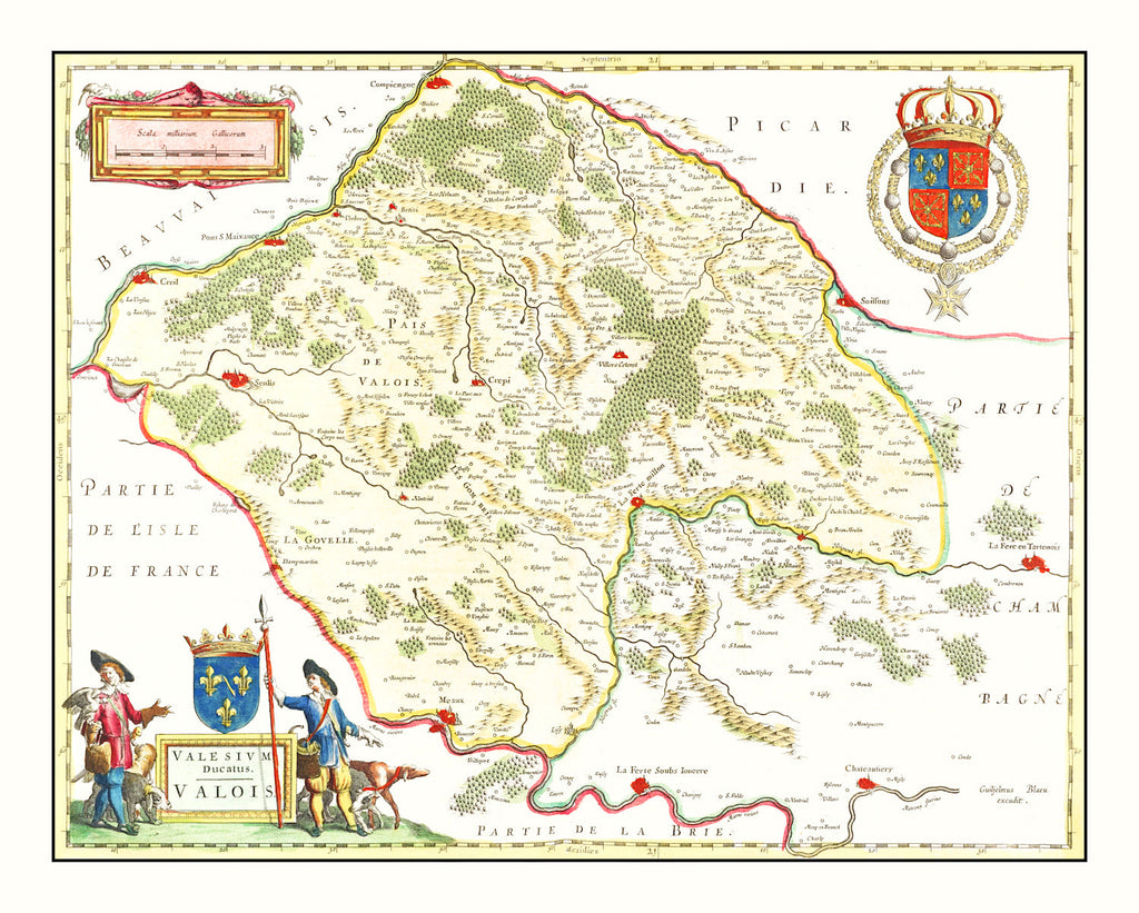 Vintage Map of Valois, France 1665