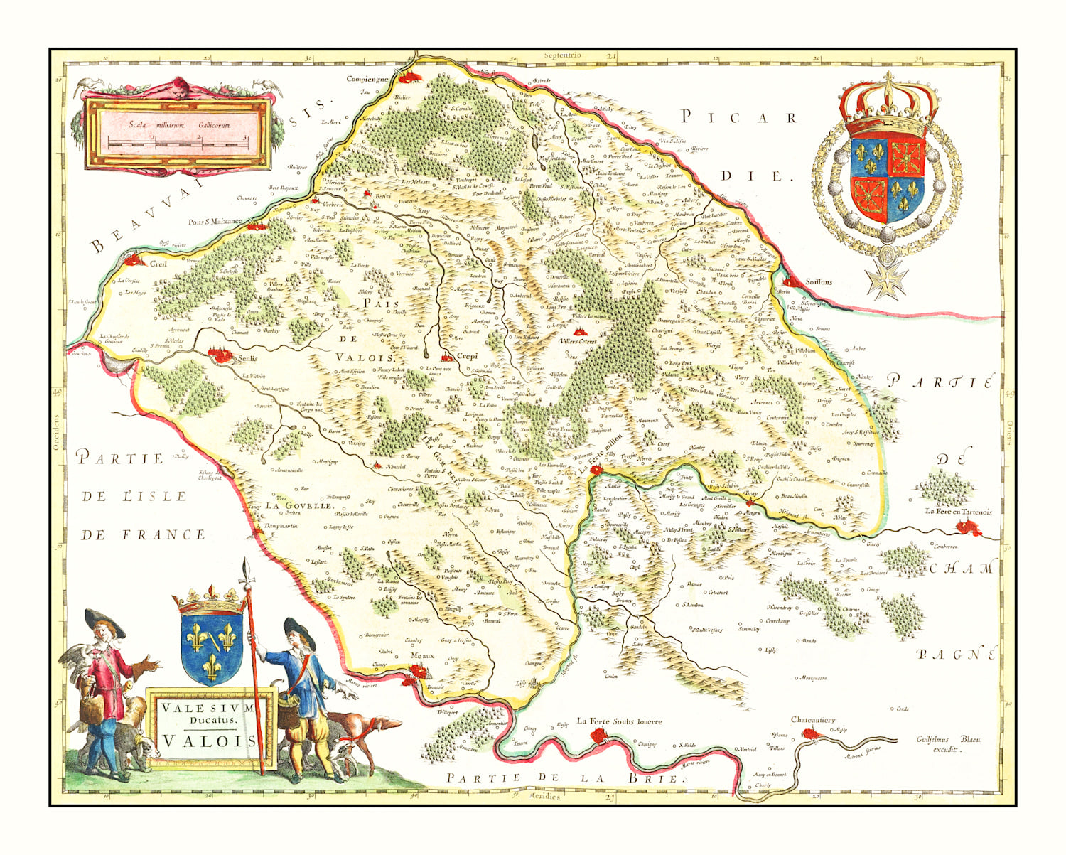 Vintage Map of Valois, France 1665