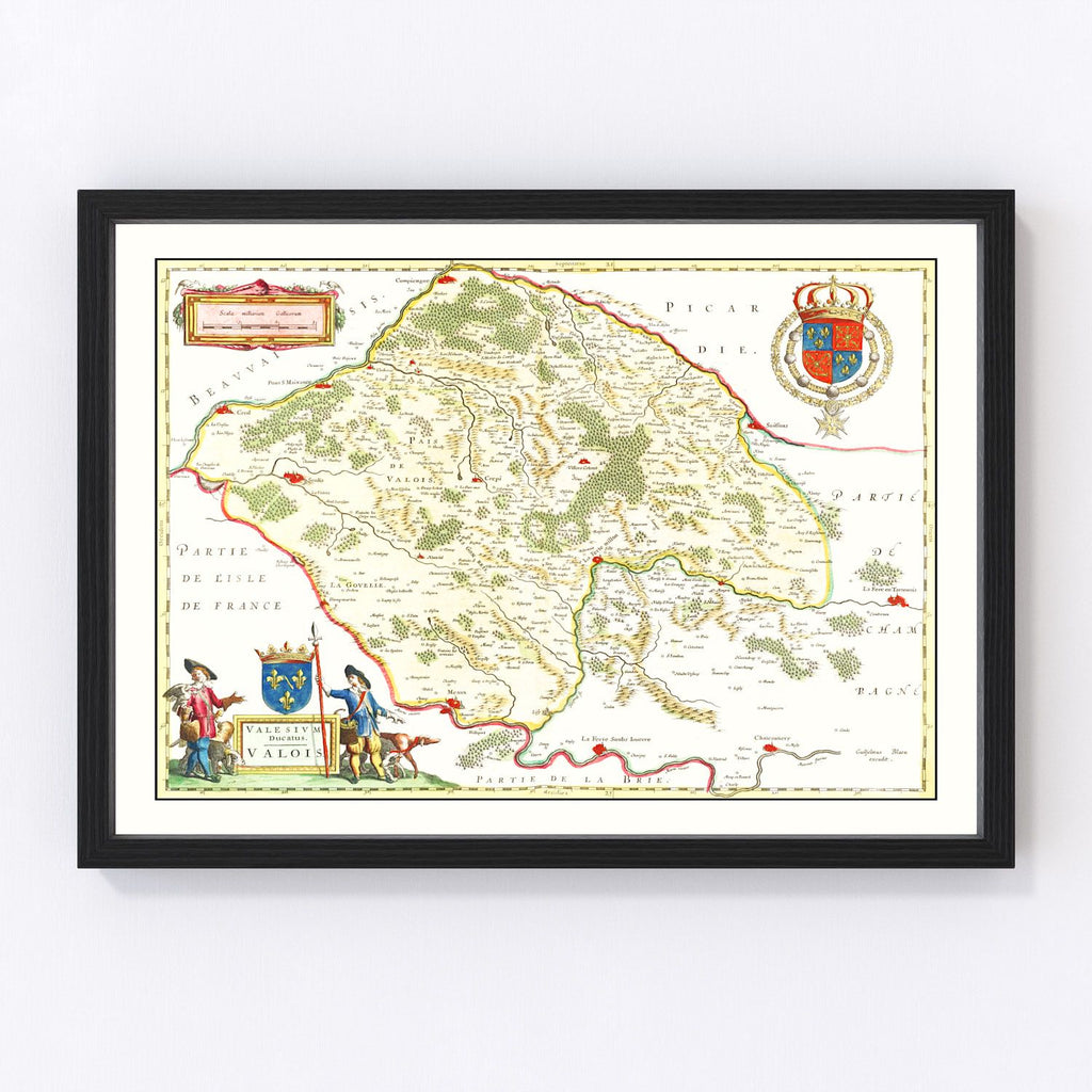 Vintage Map of Valois, France 1665