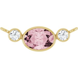 14K Yellow Gold Natural Pink Morganite & 1/8 CTW Natural Diamond Bezel-Set Necklace Center
