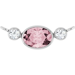14K White Natural Pink Morganite & 1/8 CTW Natural Diamond Bezel-Set Necklace Center