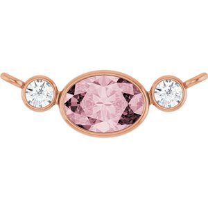 14K Rose Gold Natural Pink Morganite & 1/8 CTW Natural Diamond Bezel-Set Necklace Center