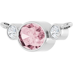 Platinum Natural Pink Morganite & 1/8 CTW Natural Diamond Bezel-Set Necklace Center