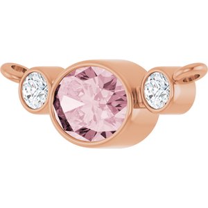 14K Rose Gold Natural Pink Morganite & 1/8 CTW Natural Diamond Bezel-Set Necklace Center