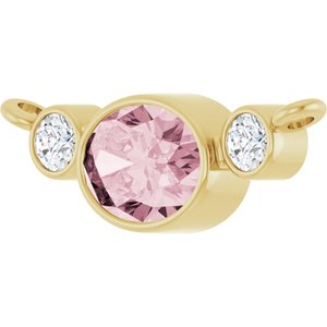 14K Yellow Gold Natural Pink Morganite & 1/8 CTW Natural Diamond Bezel-Set Necklace Center