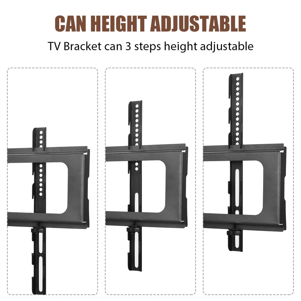 Wooden Storage TV Stand Black Tempered Glass Height Adjustable Universal Swivel Entertainment Center With Mount TV Stand,black
