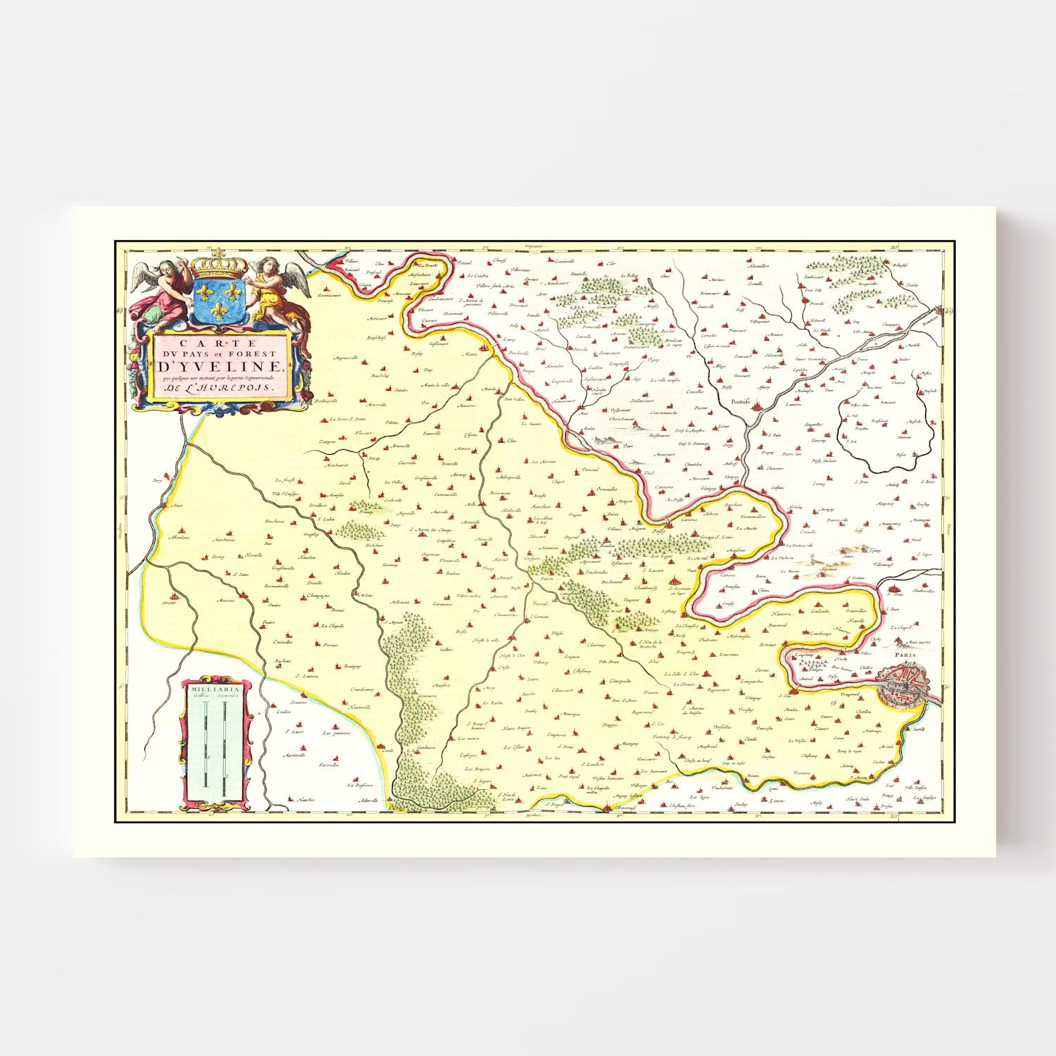 Vintage Map of Paris Region of France 1665