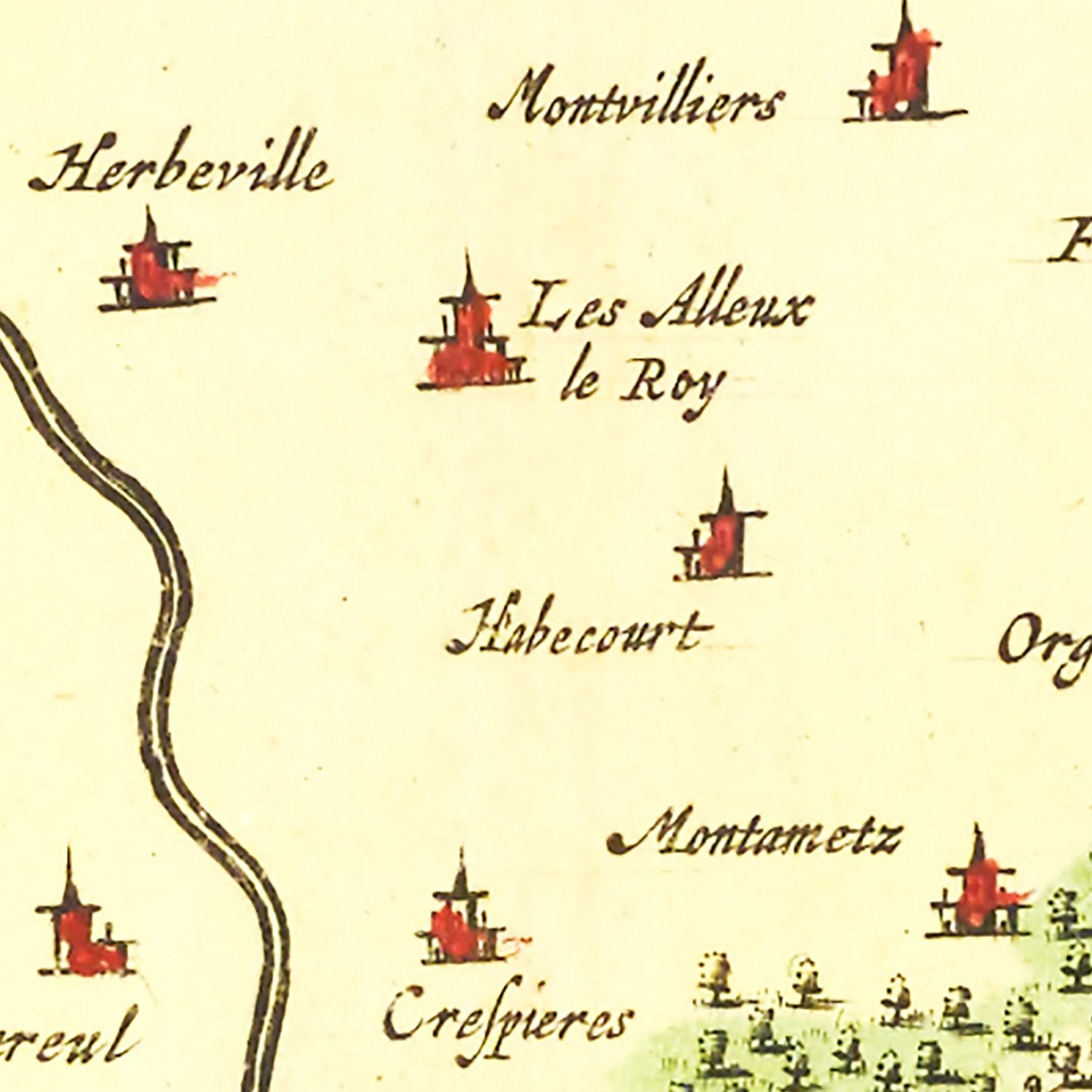 Vintage Map of Paris Region of France 1665