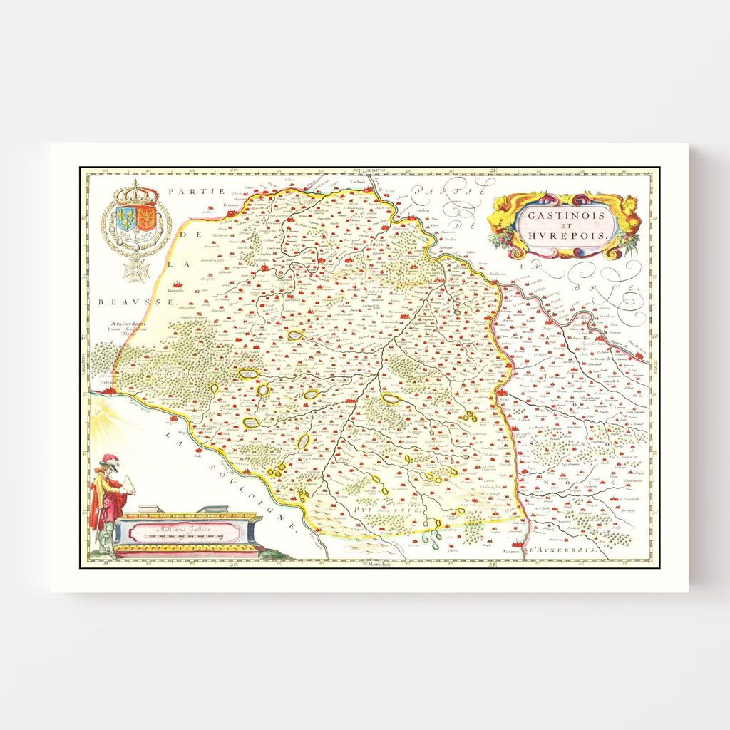 Vintage Map of Gastins & Hurepoix France 1665