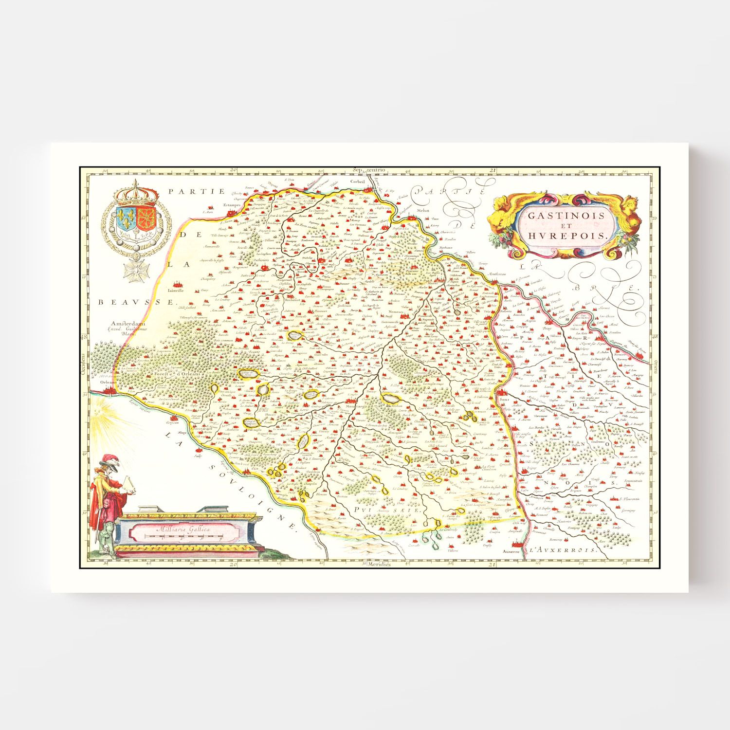 Vintage Map of Gastins & Hurepoix France 1665