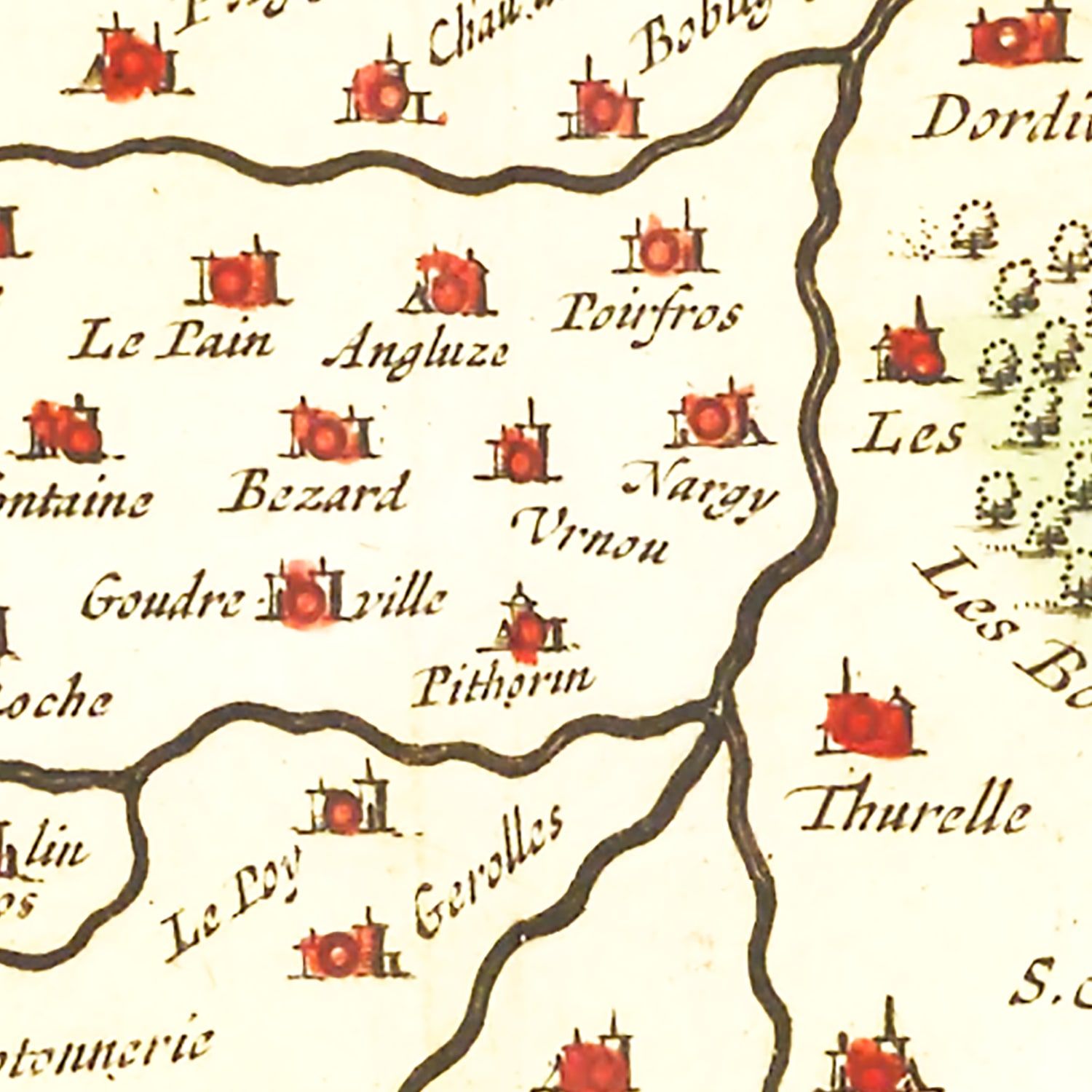 Vintage Map of Gastins & Hurepoix France 1665