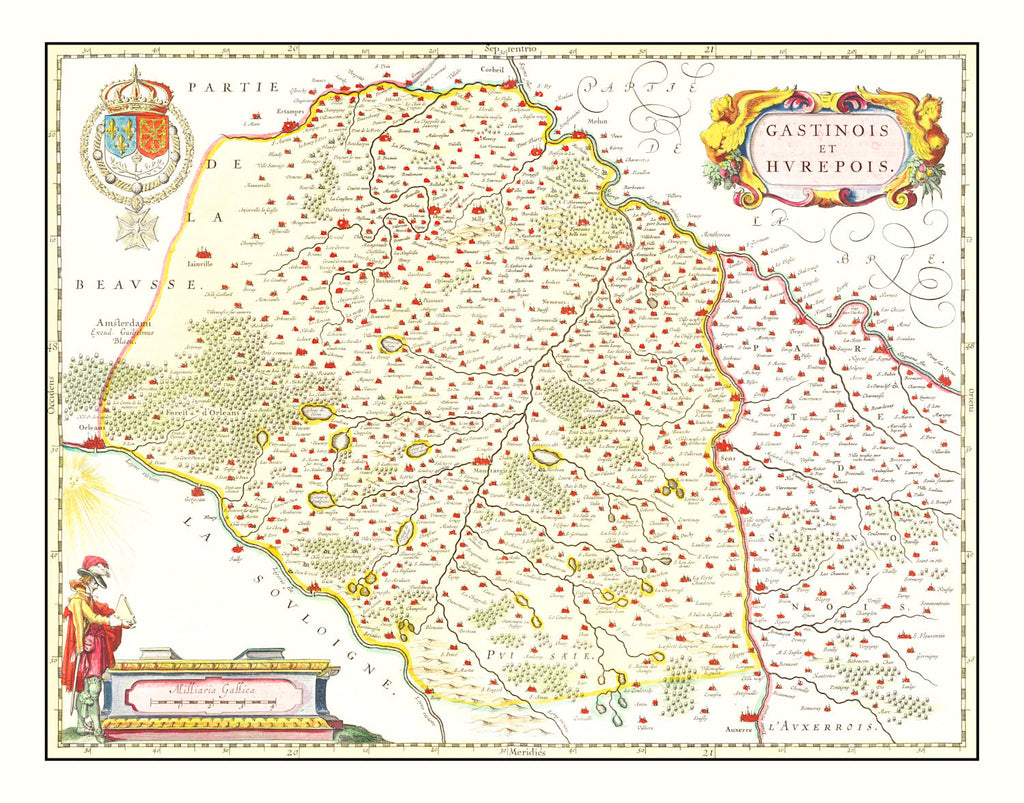 Vintage Map of Gastins & Hurepoix France 1665