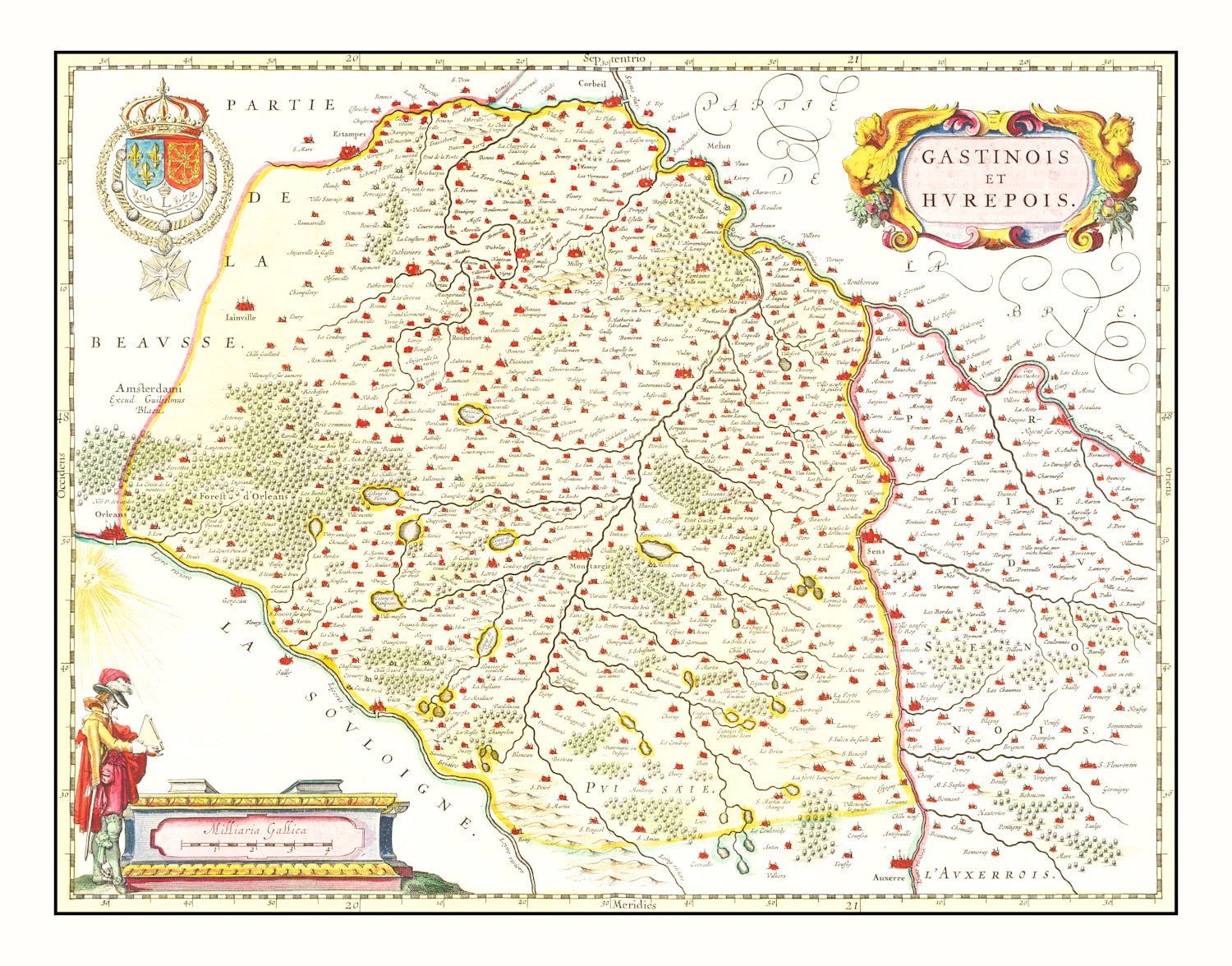 Vintage Map of Gastins & Hurepoix France 1665