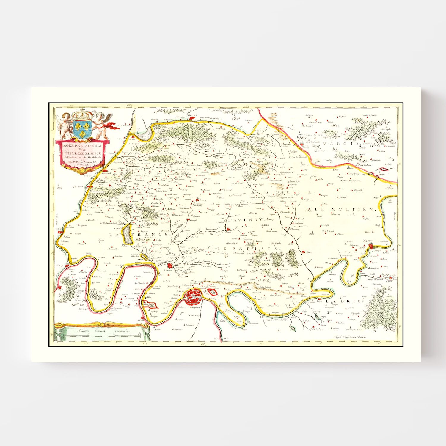Vintage Map of Paris, France 1665