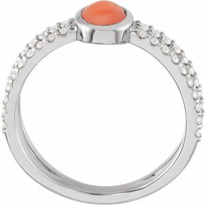 Platinum Natural Pink Coral & 3/8 CTW Natural Diamond Ring