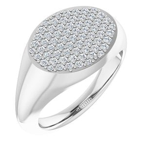 Sterling Silver 1/4 CTW Natural Diamond Signet Ring