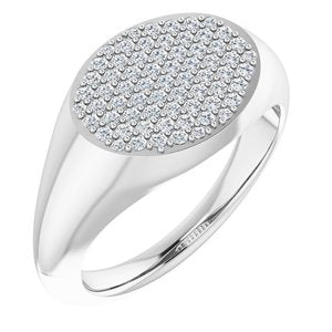 14K White Gold 1/4 CTW Natural Diamond Signet Ring
