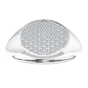 14K White Gold 1/4 CTW Natural Diamond Signet Ring