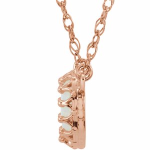 14K Rose Gold 8x6 mm Oval Natural White Opal 18" Necklace