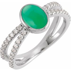 Platinum Natural Chrysoprase & 3/8 CTW Natural Diamond Ring