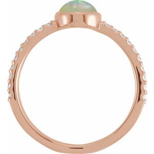 14K Rose Gold Natural Ethiopian Opal & 3/8 CTW Natural Diamond Ring