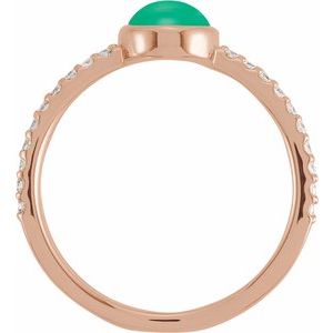 14K Rose Gold Natural Green Chrysoprase & 3/8 CTW Natural Diamond Ring