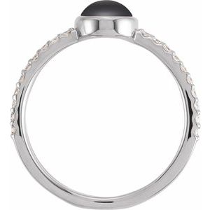 14K White Gold Natural Black Onyx & 3/8 CTW Natural Diamond Ring