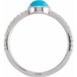 Sterling Silver Natural Turquoise & 3/8 CTW Natural Diamond Ring