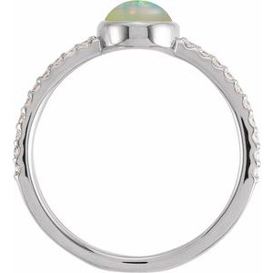 Platinum Natural Ethiopian Opal & 3/8 CTW Natural Diamond Ring