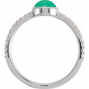 Sterling Silver Natural Chrysoprase & 3/8 CTW Natural Diamond Ring