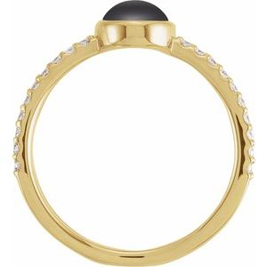 14K Yellow Gold Natural Black Onyx & 3/8 CTW Natural Diamond Ring