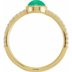 14K Yellow Gold Natural Green Chrysoprase & 3/8 CTW Natural Diamond Ring