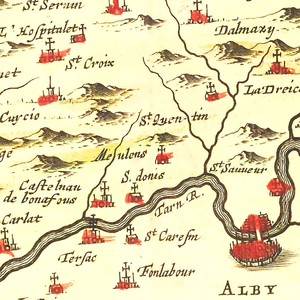 Vintage Map of Albi, France 1665