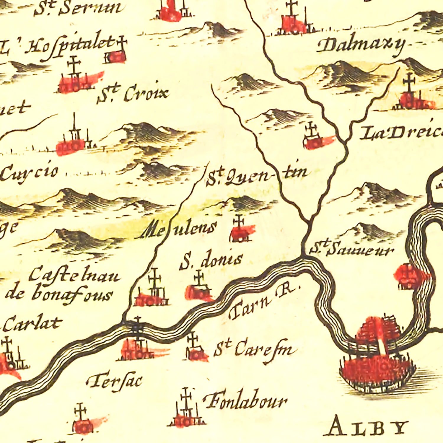 Vintage Map of Albi, France 1665