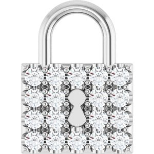 Platinum 1/2 CTW Natural Diamond Lock Pendant