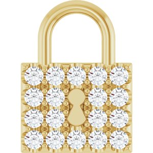 14K Yellow Gold 1/2 CTW Natural Diamond Lock Pendant