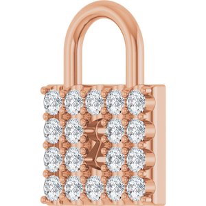 14K Rose Gold 1/2 CTW Natural Diamond Lock Pendant