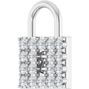 Platinum 1/2 CTW Natural Diamond Lock Pendant