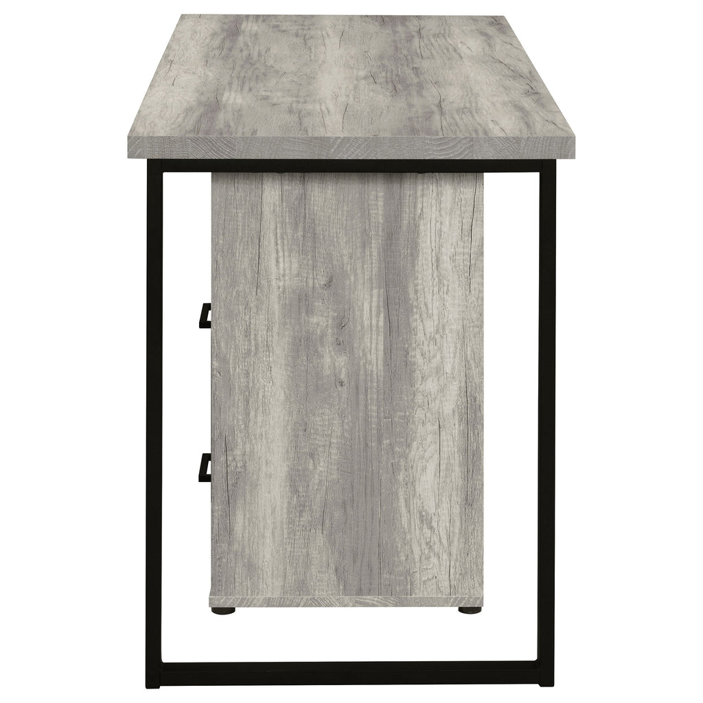 Corrado Grey Driftwood L-shape Office Desk with Storage
