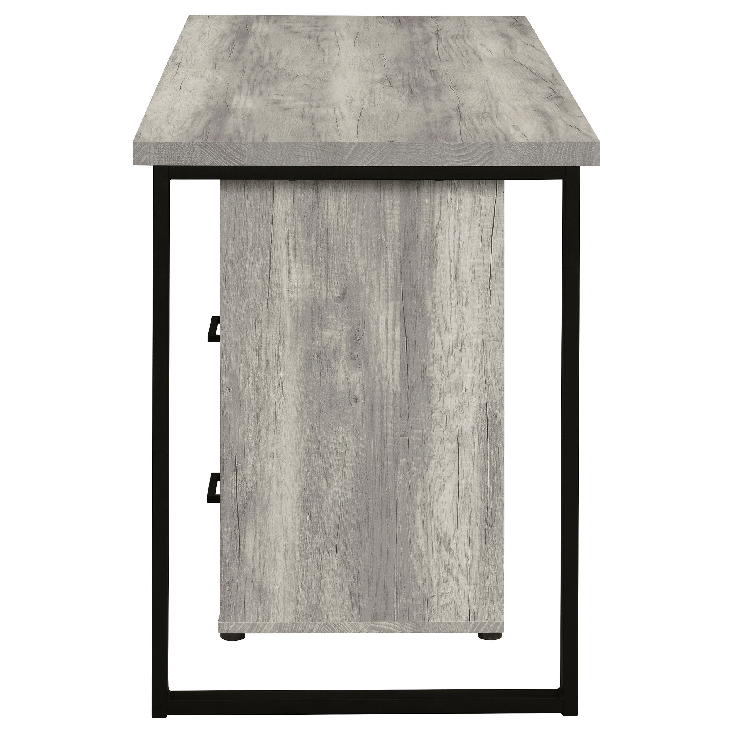 Corrado Grey Driftwood L-shape Office Desk with Storage
